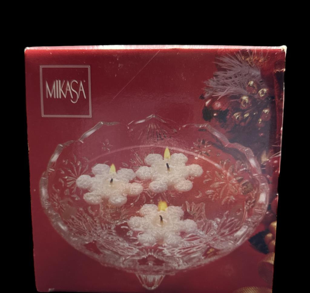 (2) Crystal Items: Mikasa Floating Candle Bowl