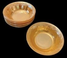 (5) Fire King Peach Luster Ware Berry Bowls