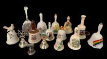 (5) Collectible Bells: Fenton Hand-Painted 1990