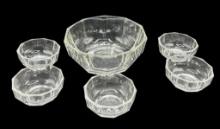Bormioli Rocco Italy 9” Glass Serving Bowl and (5)