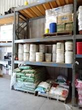 Contents of (2 Sections) Pallet Racking: Twine, Fertilizer, etc. (NOT TOP SHELF) (BUYER MUST LOAD)