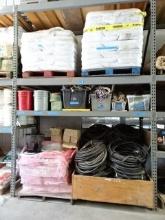 Contents of (1 Section) Pallet Racking: Twine, Hose, Rope, Fertilizer (NOT TOP SHELF) (BUYER MUST