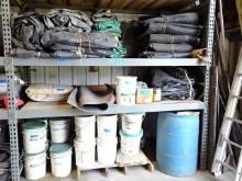 Contents of (1 Section) Pallet Racking: Tarps, Fertilizer, etc. (NOT HYDRAULIC CYLINDER) (BUYER MUST