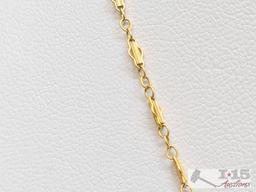 14K Gold Chain with Fine Gold 1/10oz Canadian Maple Leaf Coin Pendant, 6.45g