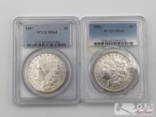 (1) 1887 & (1) 1896 Morgan Silver Dollars