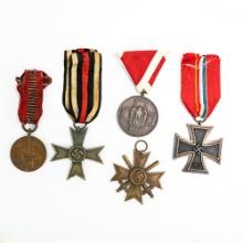 WWII German Medal Lot-Iron Cross, DRK, War Merit
