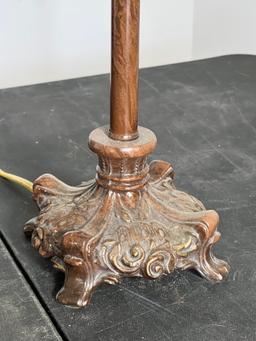 Pair of Tall Candlestick Lamps with Ornate Bases