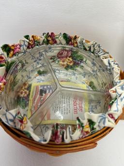 Longaberger Basket with Divided Plastic & Floral Liners