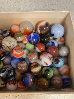 Small box of old marbles