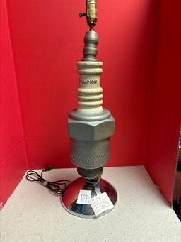 Champion spark plug advertising lamp chrome base 26 inches tall