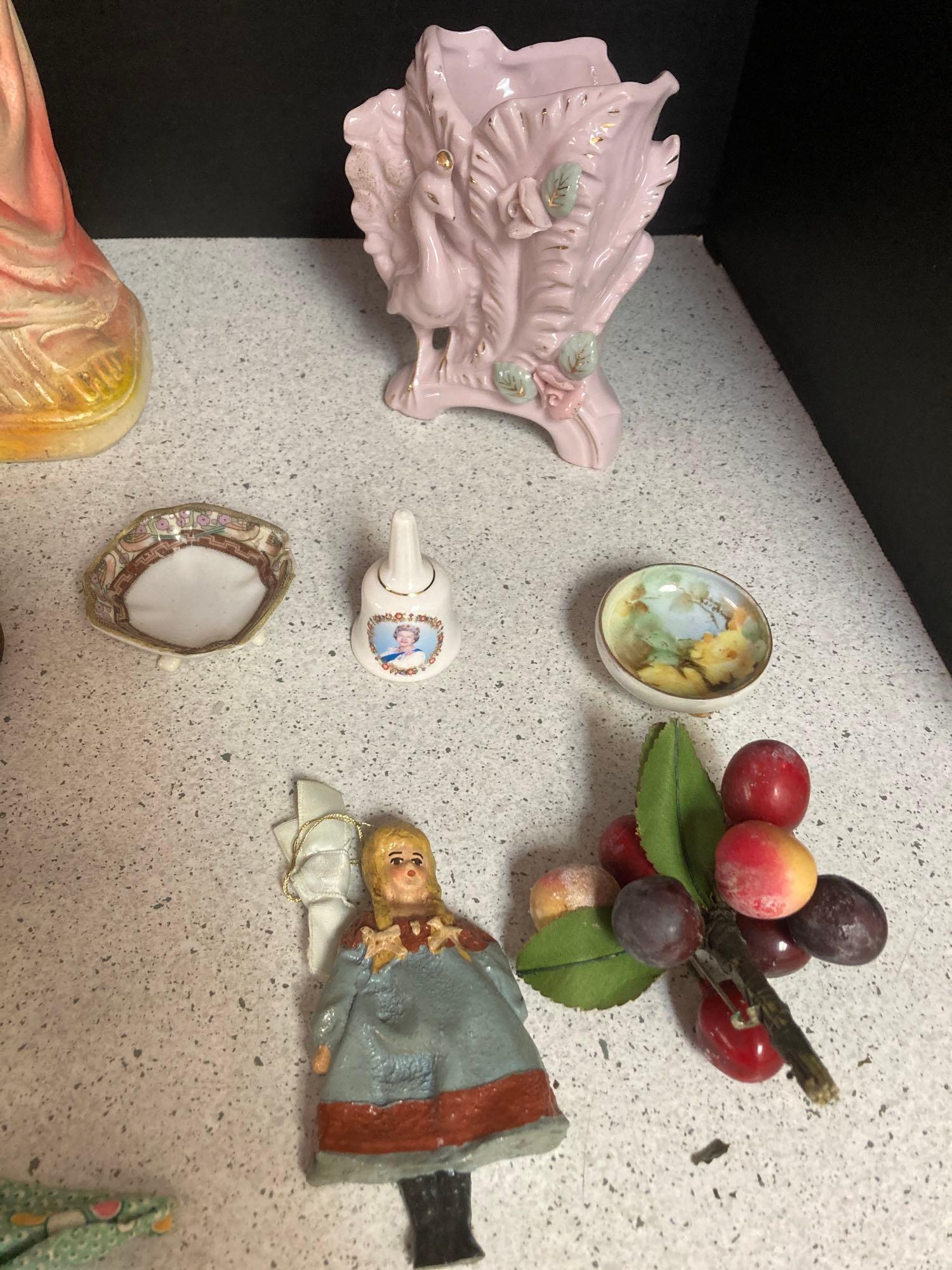 Chalkware religious figure, vintage decor and items