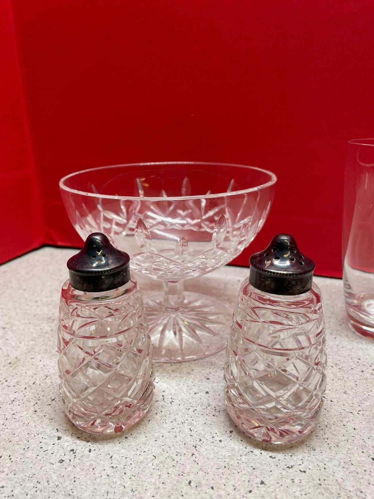 Waterford crystal shakers and bowl airline glass