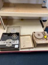 Vintage reel to reel and vintage record player