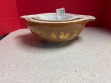 Pyrex Early American four piece mixing bowl set