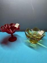 Viking ruby red compote and Viking Amber dish