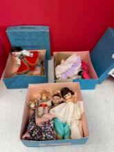 5 Madame Alexander dolls in boxes