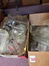 large collection of vintage cooking baking glass items refrigerator dishes etc.