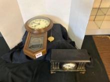 regulator Elgin wall clock, and antique mantle clock