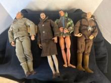 4 GI Joe type action figures navy, woman?s air corpse, and Asian
