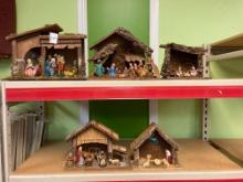 5 nativity sets 2 marked made in Italy one marked made in Germany