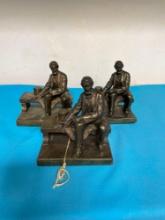 3 brass Abraham Lincoln bookends