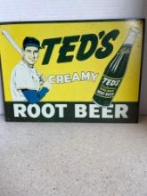 Ted Williams root beer tin sign. 11.5x 16?