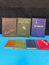 Vintage yearbooks, travel book, address book, more