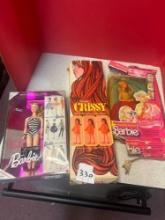 Barbie 35th anniversary doll in box, fashion photo doll in box, and beautiful Chrissy doll in box