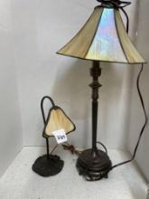 2 lamps w/stained glass lamp shades