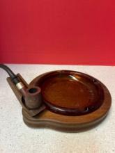cigar pipe ashtray & wood stand ash tray