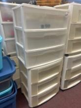 pair of rolling cabinets with drawers