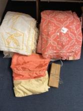 Vintage linens, quilt pieces, coverlet, Chenille bedspread