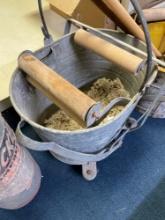 Galvanized mop bucket, wooden mop bucket and sprayer