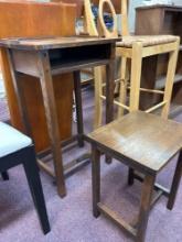 antique oak telephone table stool combo