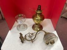 Glass and brass lamp