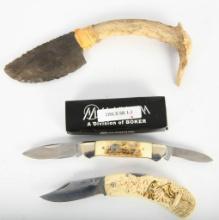 3 Collectible Knives various bone handle style