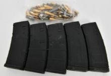 Approx 70 Rds Of .223 Ammo & 5 AR Magazines