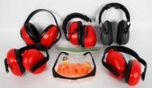 (5) misc Range earmuffs and ear plugs