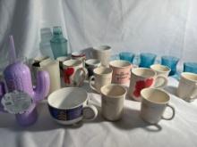 Coffee Cup/ Mugs/ 4 Blue Glasses, Cactus Cup ,Etc