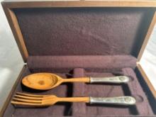 Vintage SC Doubles Runner Up 1999 Wooden Box With Wooden Fork/ Spoon