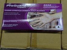 NEW PROGUARD LARGE GENERAL PURPOSE GLOVES CLEAR STRETCH HYBRID POLY, 96 CASES 10 BOXES PER CASE