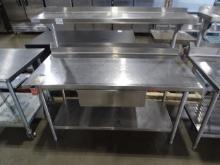 S/S TABLE W/BACKSPLASH, 1 DRAWER & SHELF 28"X60"