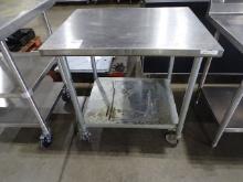 S/S TABLE ON CASTERS 30"X36"