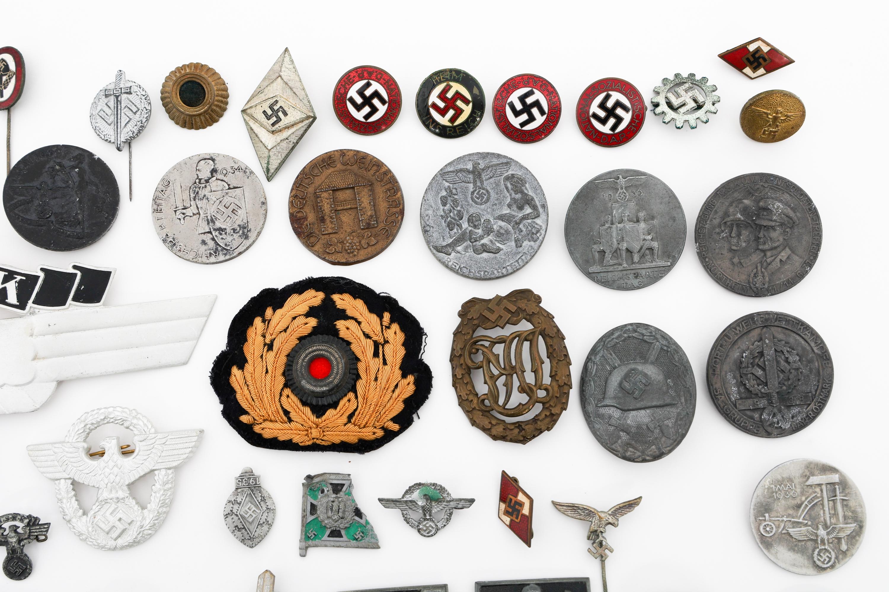 WWII GERMAN NSKK, HJ, & NSDAP BADGES & PINS