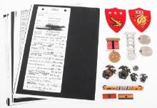 WWII USMC NAMED ENLISTED DOCUMENT & MEDAL GROUPING