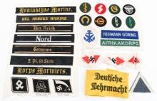 MODERN COPY WWII GERMAN CAP TALLIES & TRADE PATCH