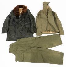 WWII US NAVY DECK COAT, PARKA & TROUSERS