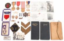 WWI US AEF NAMED PURPLE HEART & INSIGNIA GROUPING