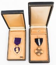 WWII US NAVY CROSS & PURPLE HEART MEDALS