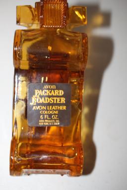 Vintage Avon Packard Roadster Avon Leather Cologne Bottle, Not Empty, 6 1/4"